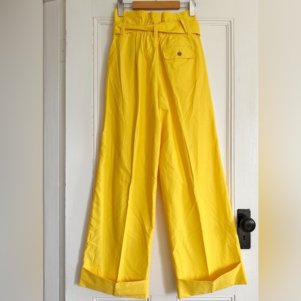 🏷️ NWT Banana Republic Wide-Leg Paperbag Pant in Yellow Umbrella XS - Picture 4 of 7